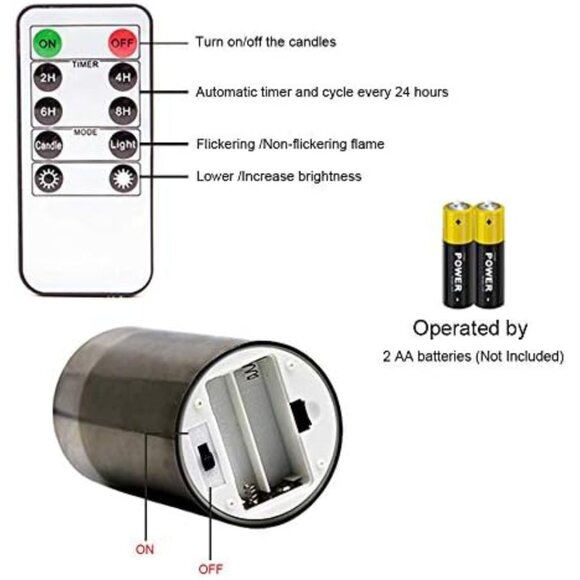 New Set of 3 Gray Glass Battery Operated Flameless Candles with Remote or Timer - Picture 8 of 8